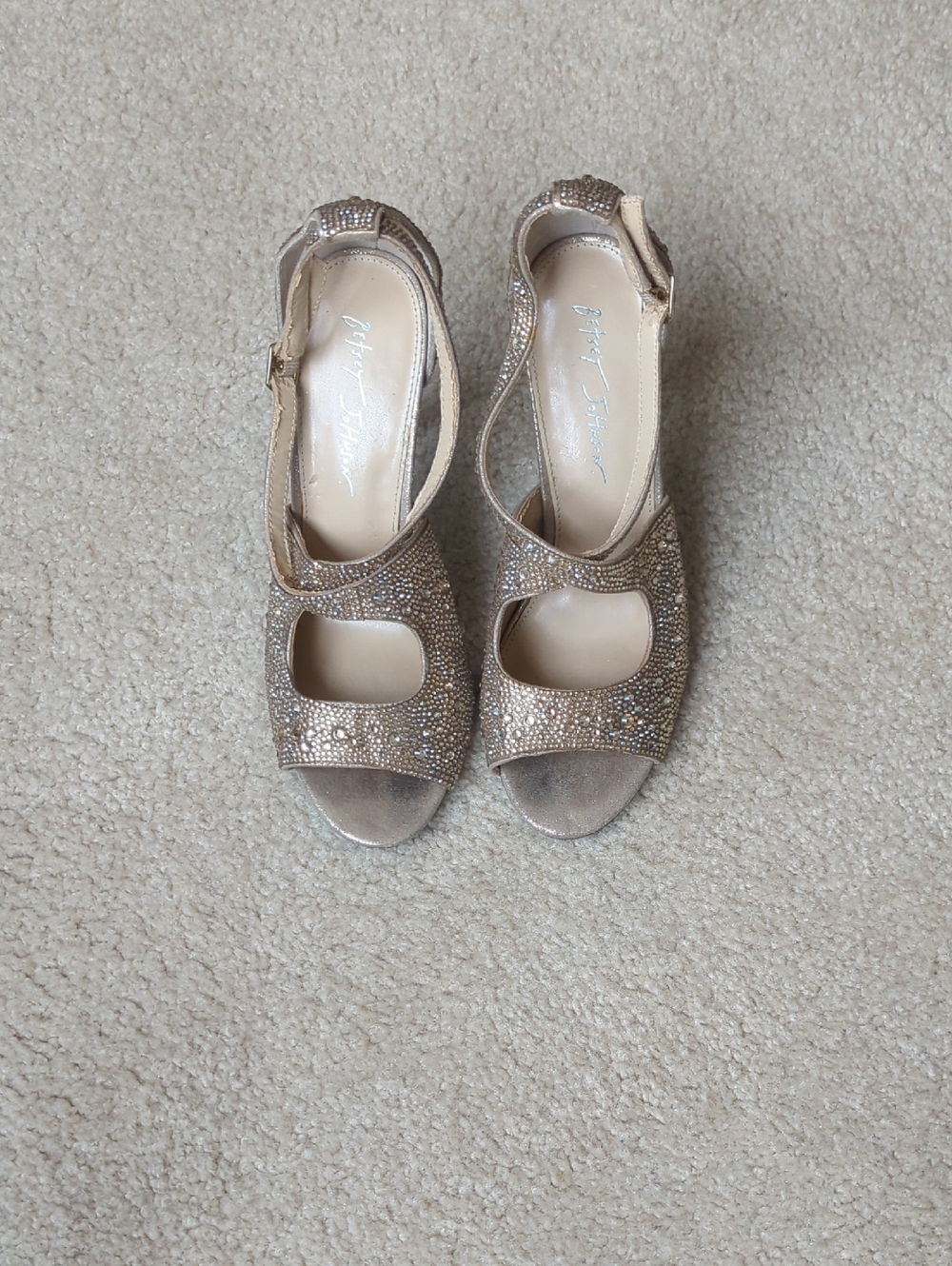Striking Betsy Johnson Gold Rhinestone Heels